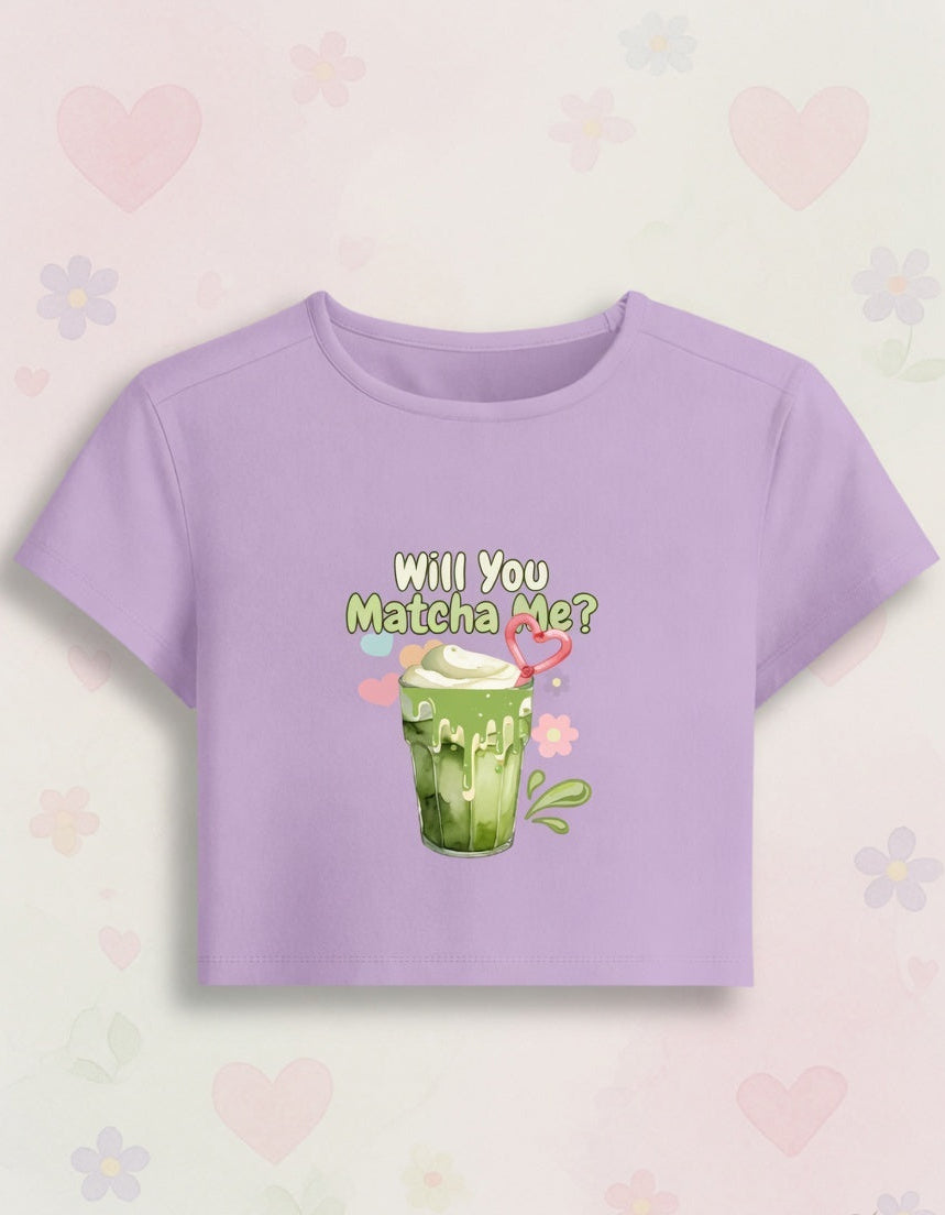 Will You Matcha Me? Pastel Baby Tee – Cute Cropped Tee for Women