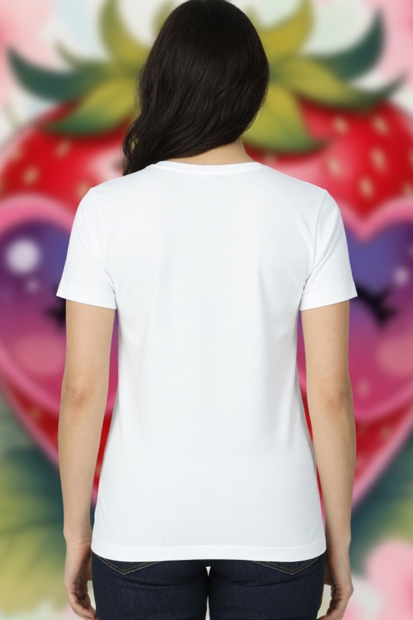 Strawberry Kiss Crew Neck T-Shirt – Cute Pastel Summer Tee