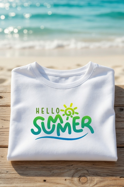 Hello Summer Baby Tee – Fun Beachy Crop Top for Women