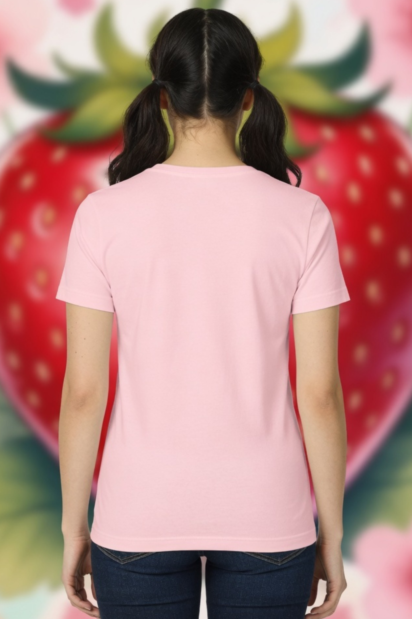 Strawberry Kiss Crew Neck T-Shirt – Cute Pastel Summer Tee