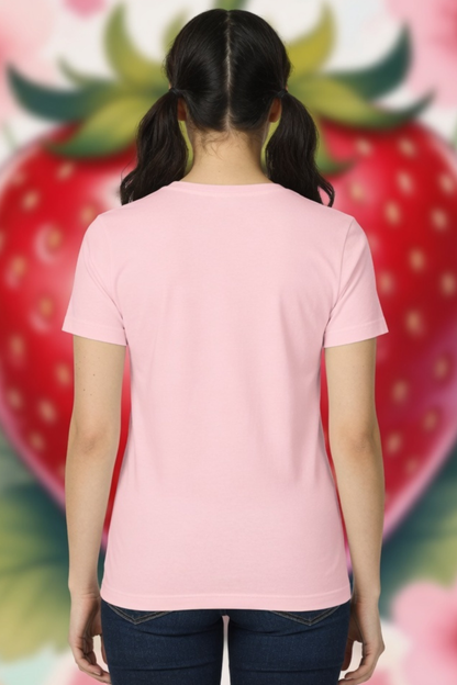 Strawberry Kiss Crew Neck T-Shirt – Cute Pastel Summer Tee
