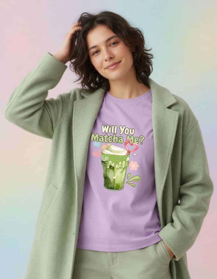 Will You Matcha Me? Pastel Baby Tee – Cute Cropped Tee for Women