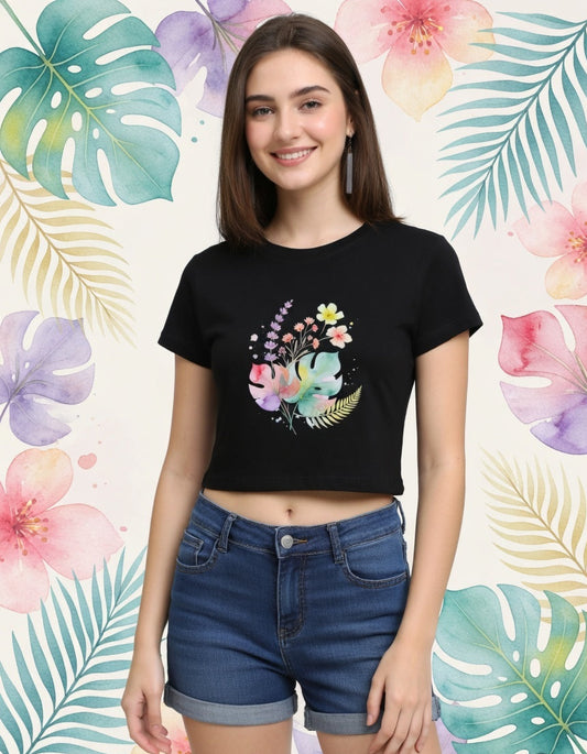MissMinimalism | Pastel Tropical Bloom Crop Tee