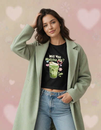 Will You Matcha Me? Pastel Baby Tee – Cute Cropped Tee for Women