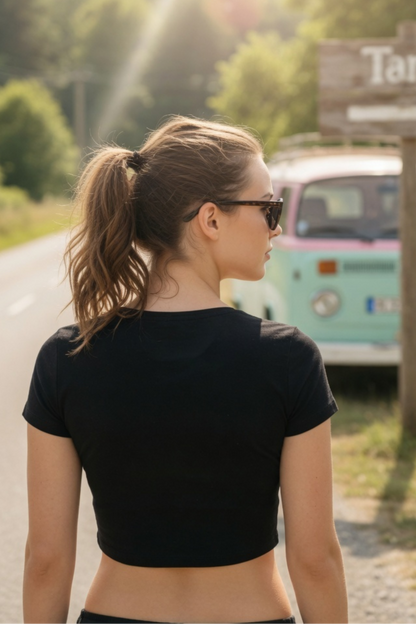 Happy Summer Holiday Baby Tee – Road Trip Crop Top for Women