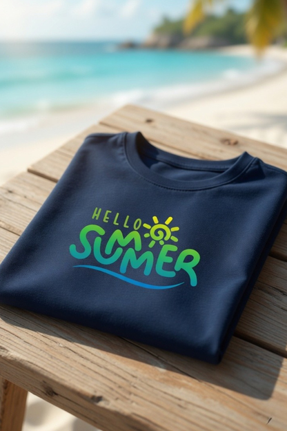 Hello Summer Baby Tee – Fun Beachy Crop Top for Women