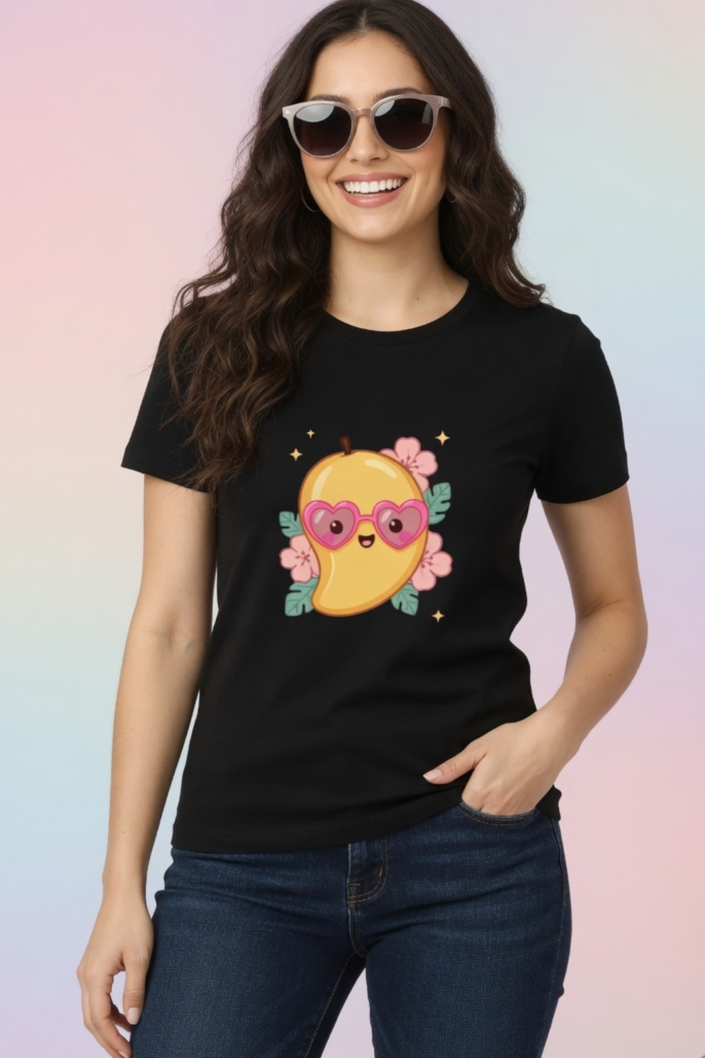 Mango Magic Crew Neck T-Shirt – Cute Pastel Summer Tee