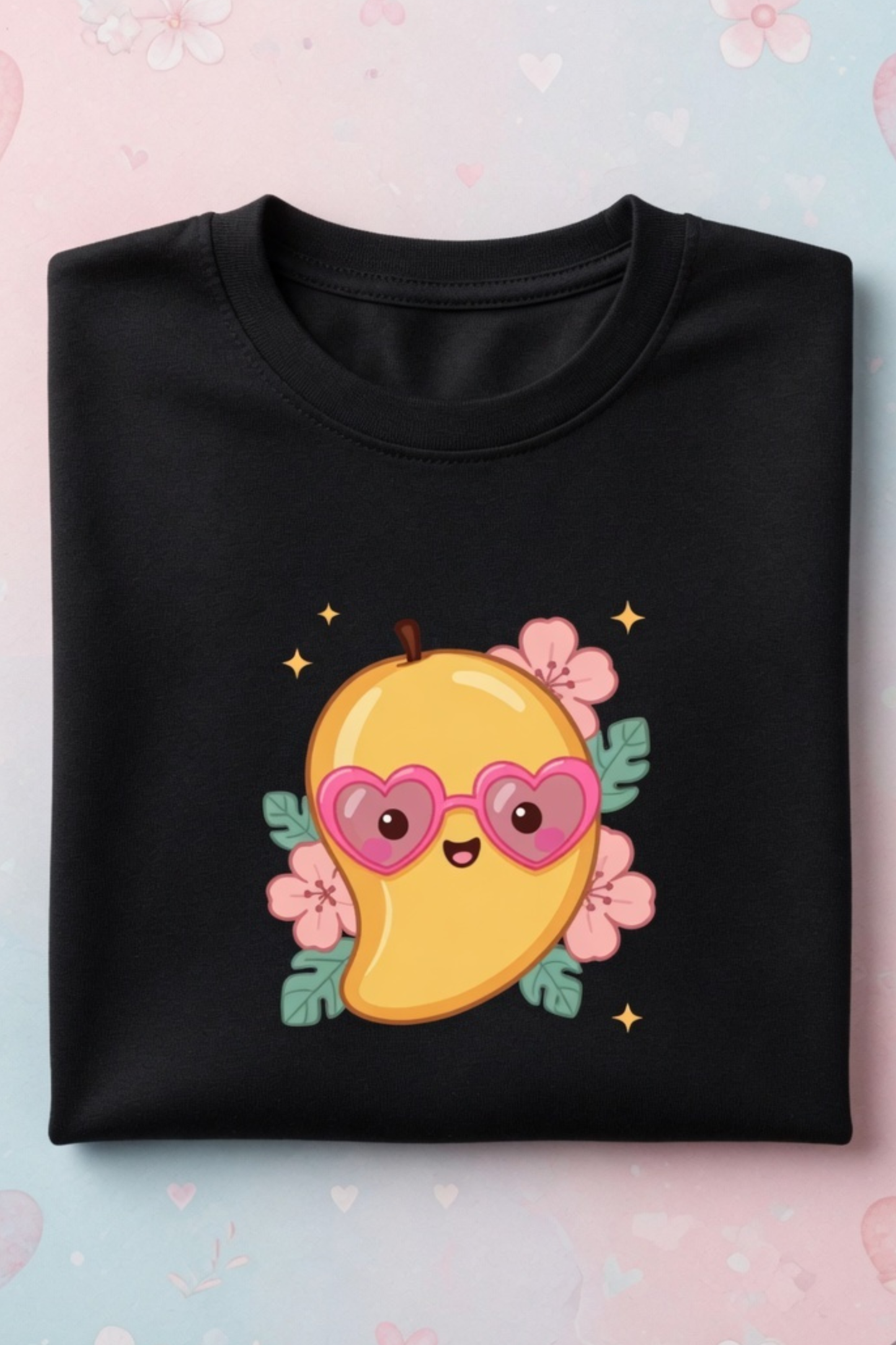 Mango Magic Crew Neck T-Shirt – Cute Pastel Summer Tee