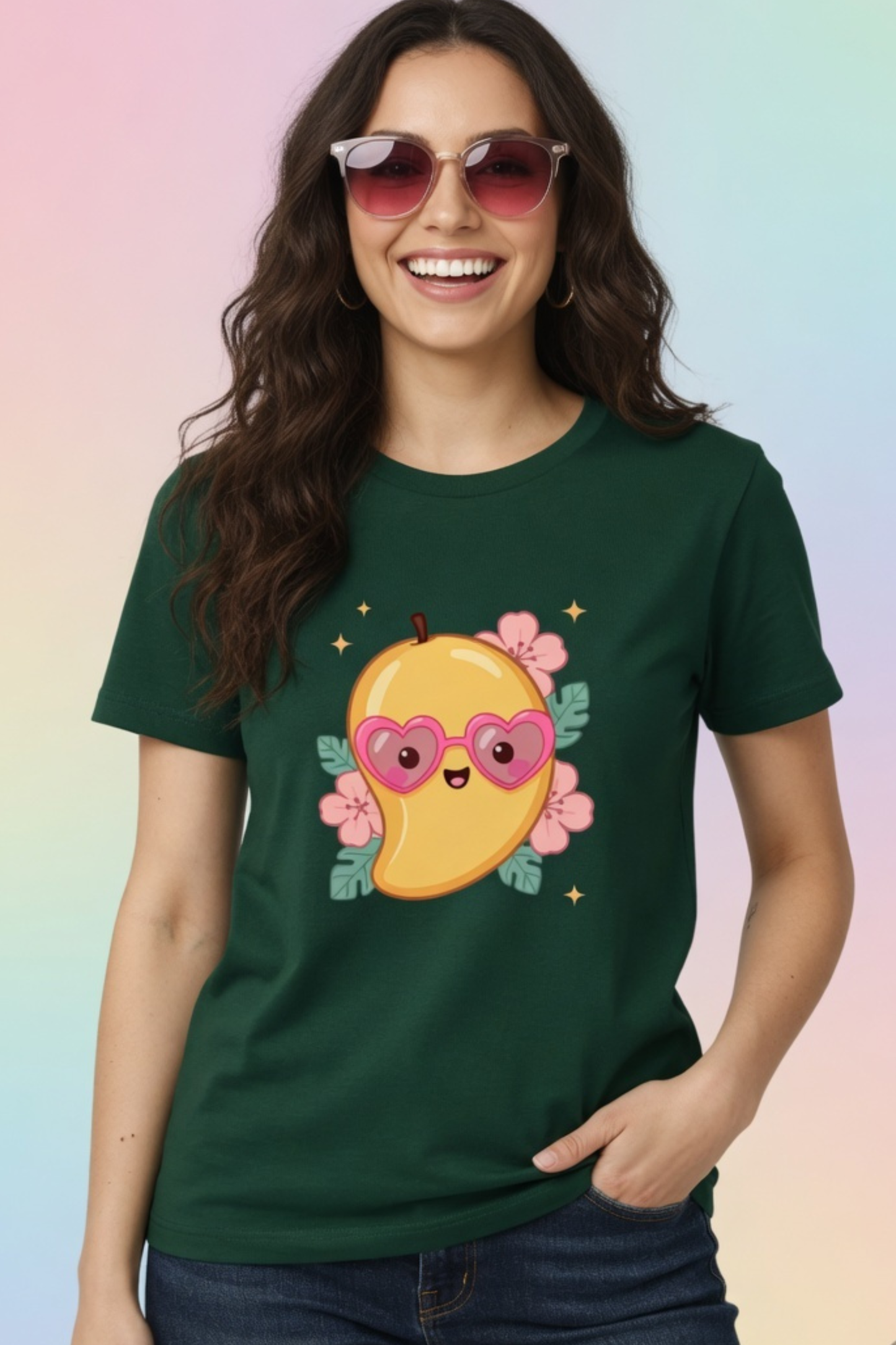 Mango Magic Crew Neck T-Shirt – Cute Pastel Summer Tee