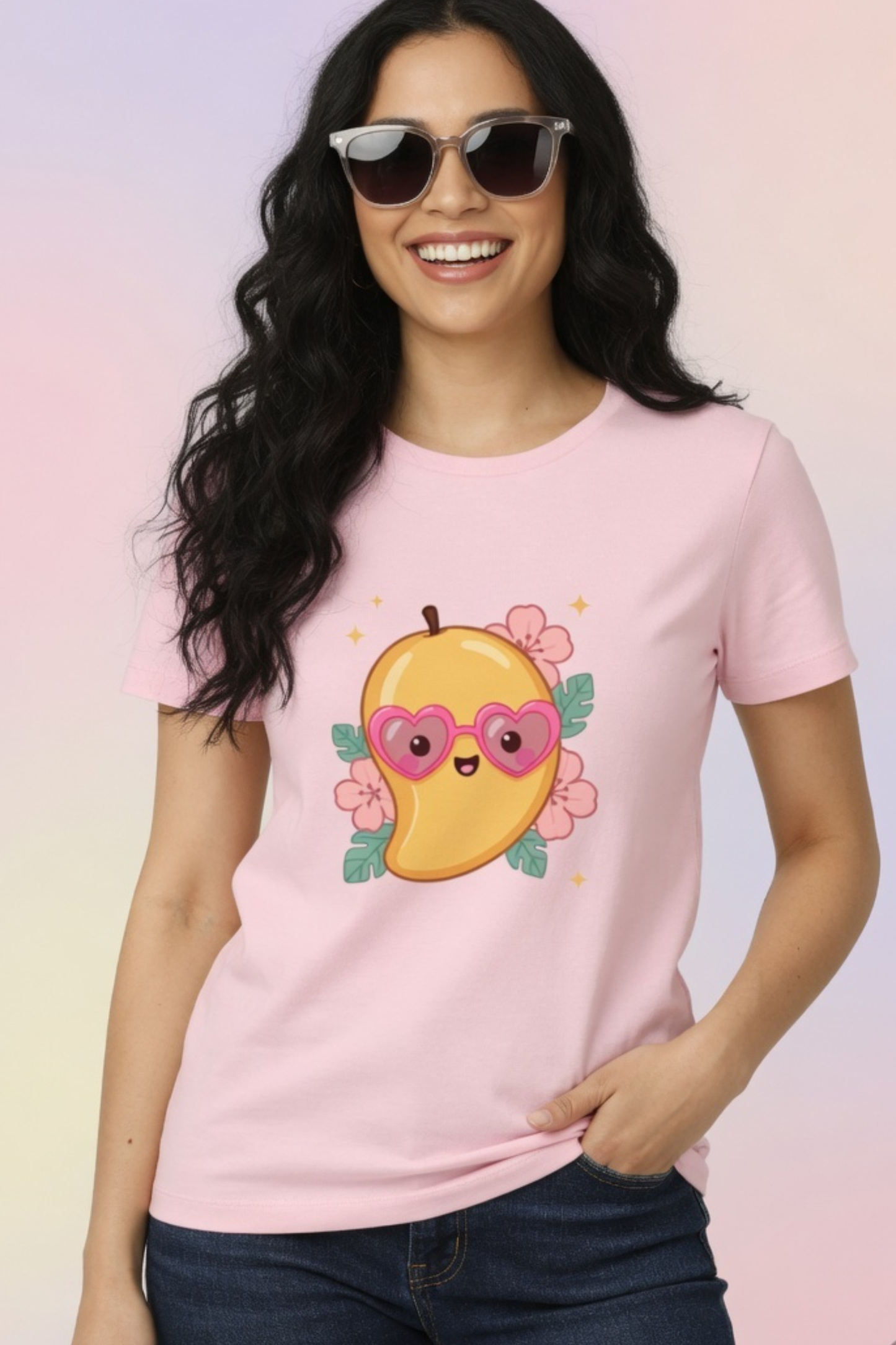 Mango Magic Crew Neck T-Shirt – Cute Pastel Summer Tee