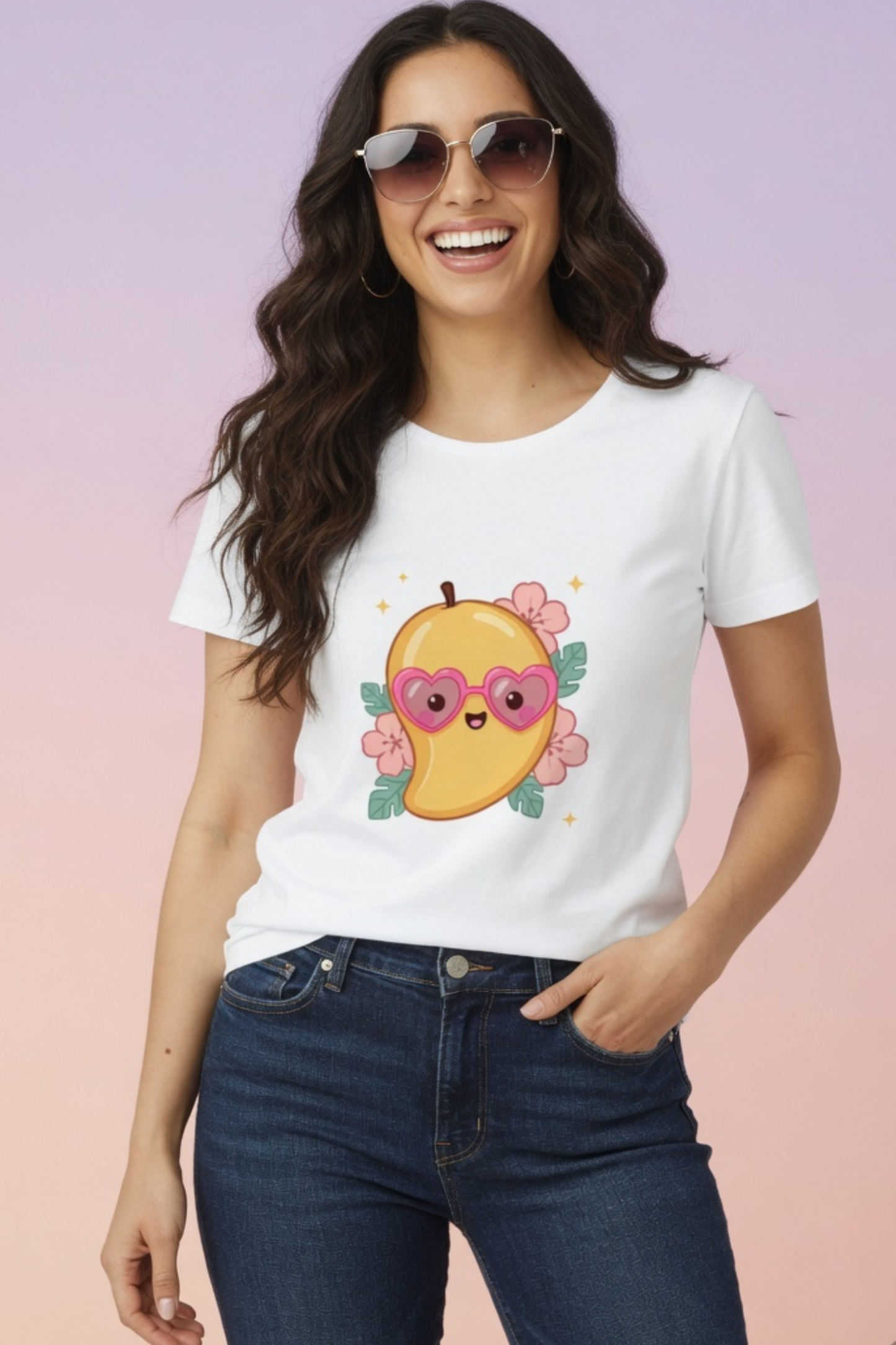 Mango Magic Crew Neck T-Shirt – Cute Pastel Summer Tee