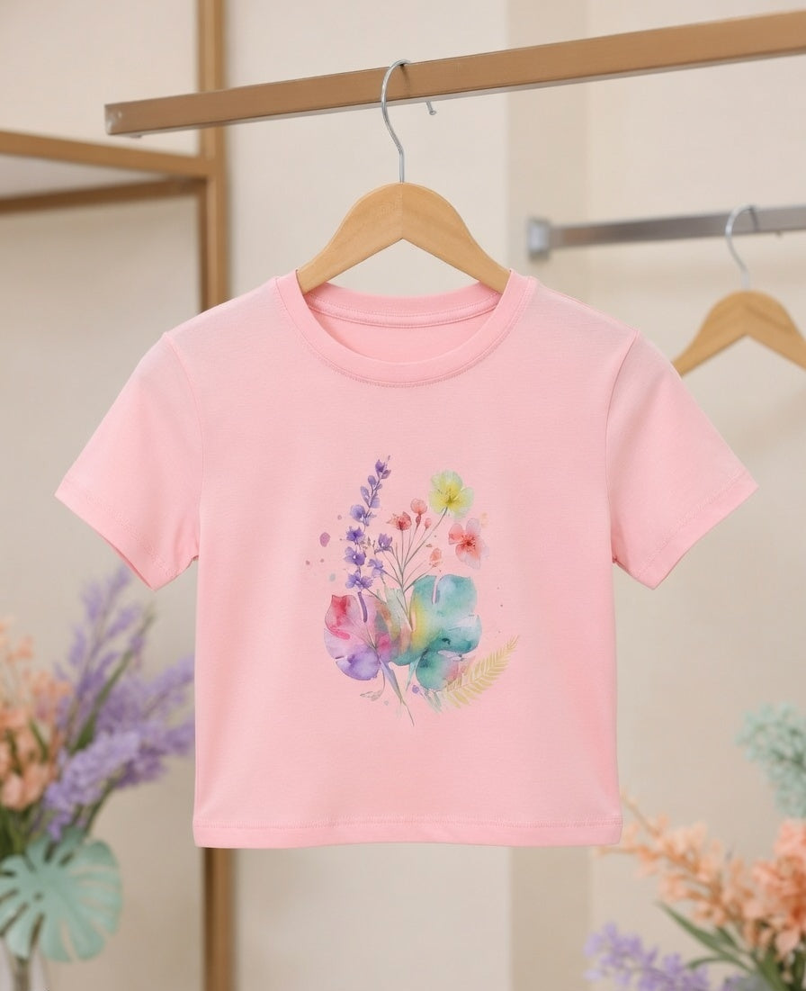 MissMinimalism | Pastel Tropical Bloom Crop Tee