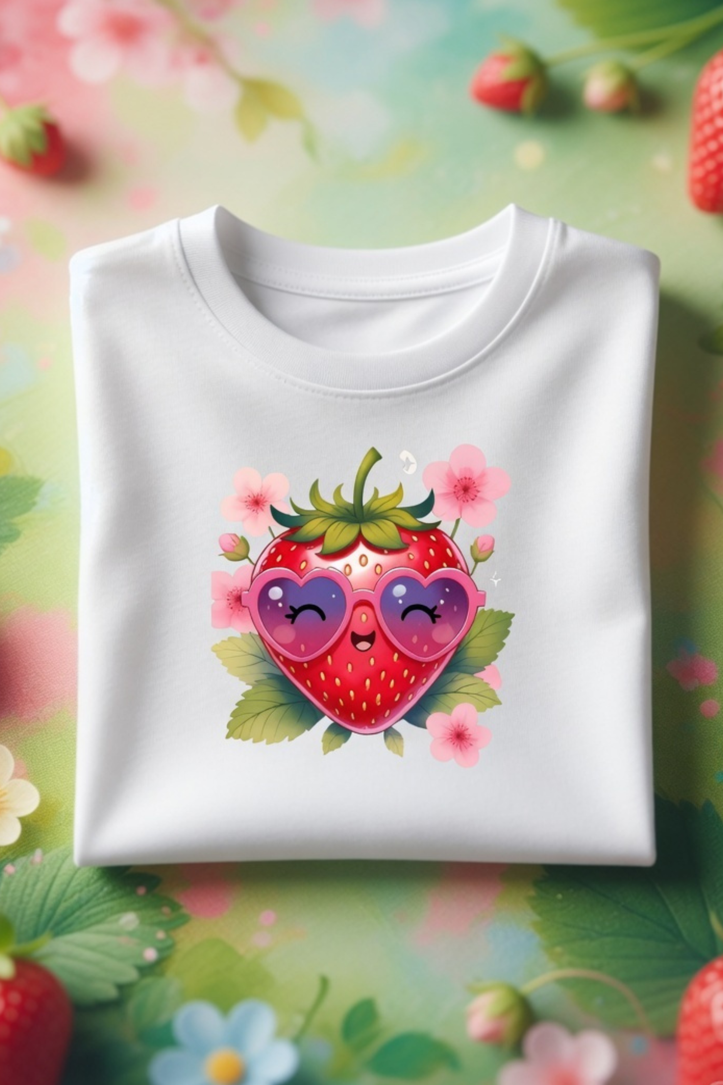 Strawberry Kiss Baby Tee – Cropped Cotton Spandex Tee