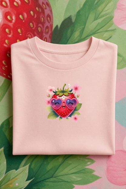 Strawberry Kiss Baby Tee – Cropped Cotton Spandex Tee