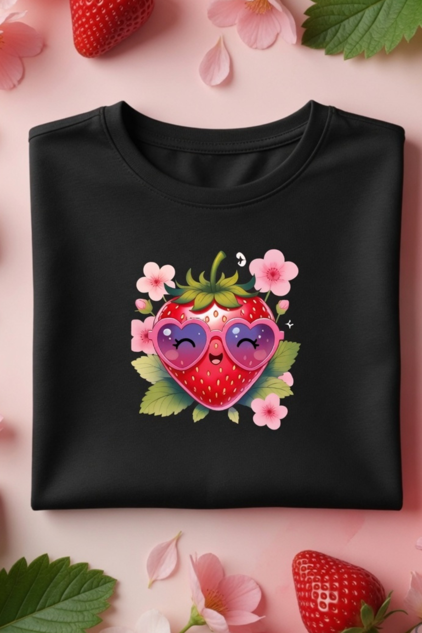 Strawberry Kiss Baby Tee – Cropped Cotton Spandex Tee