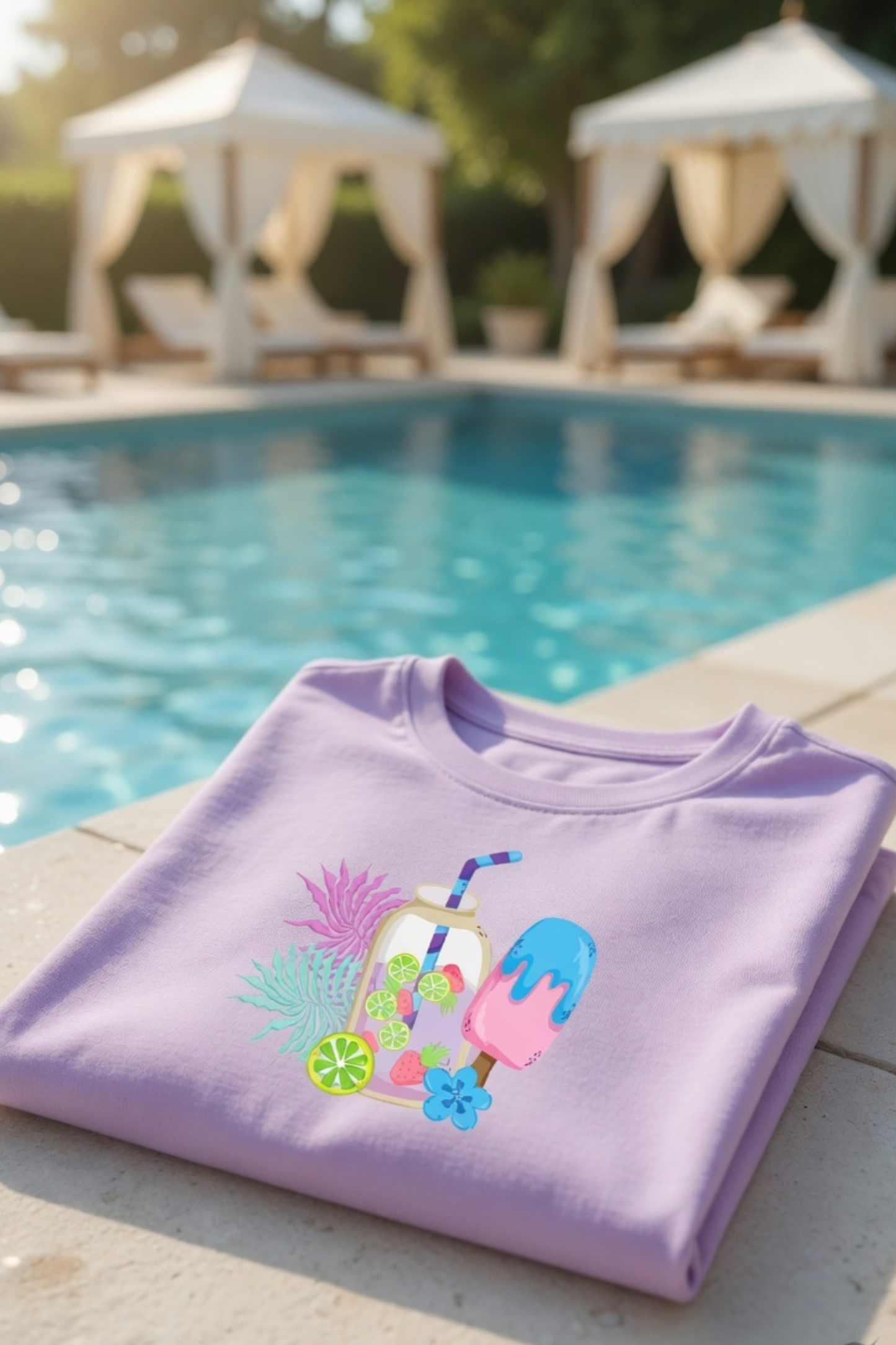 Summer Vibes Drink & Popsicle Baby Tee – Cropped Graphic Crop Top for Women