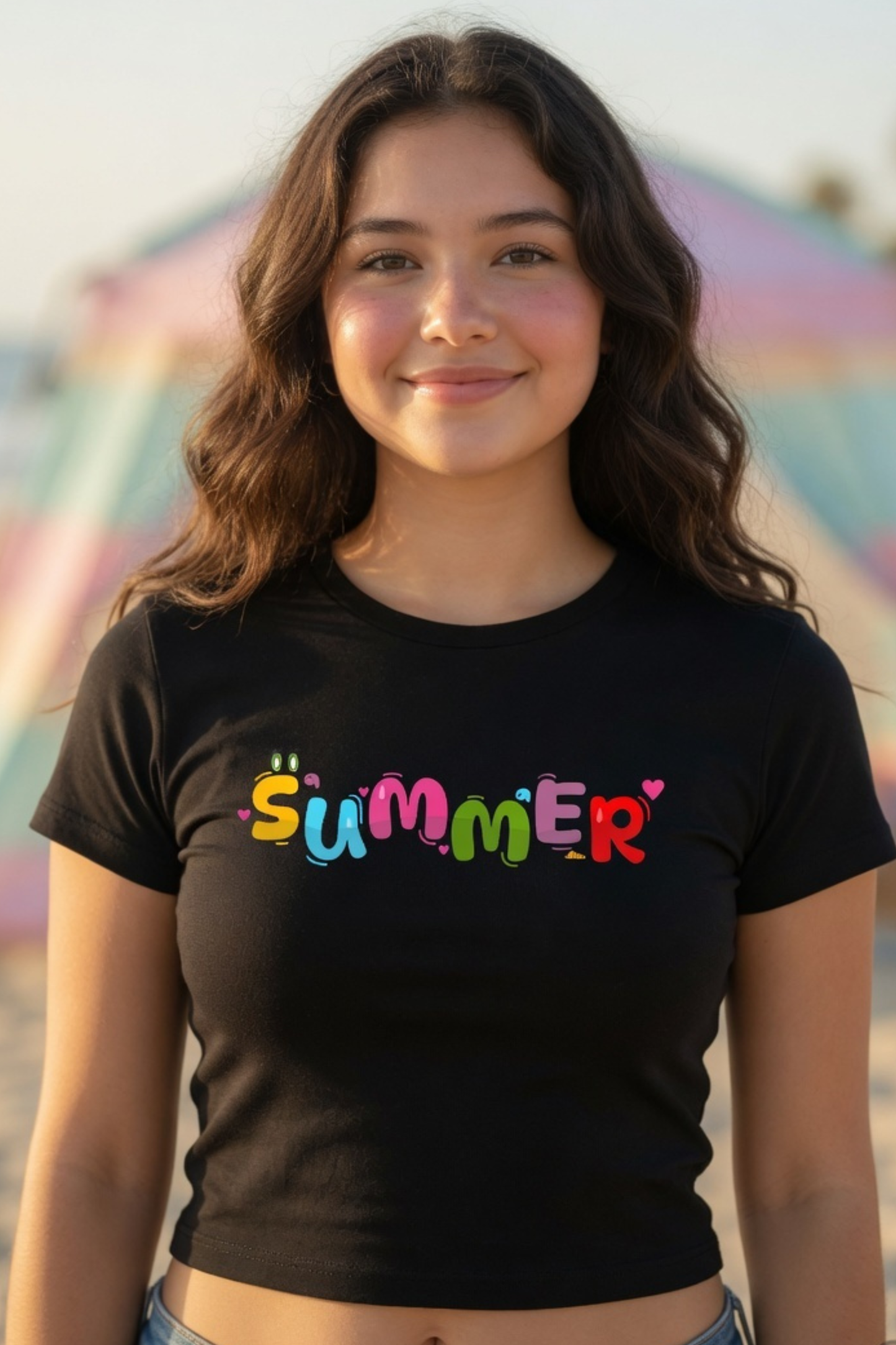SUMMER Baby Tee – Colorful Playful Crop Top for Women