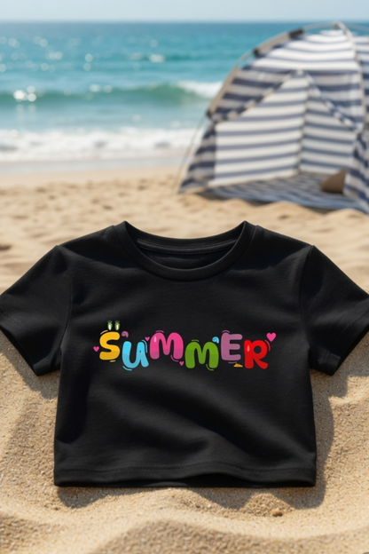 SUMMER Baby Tee – Colorful Playful Crop Top for Women