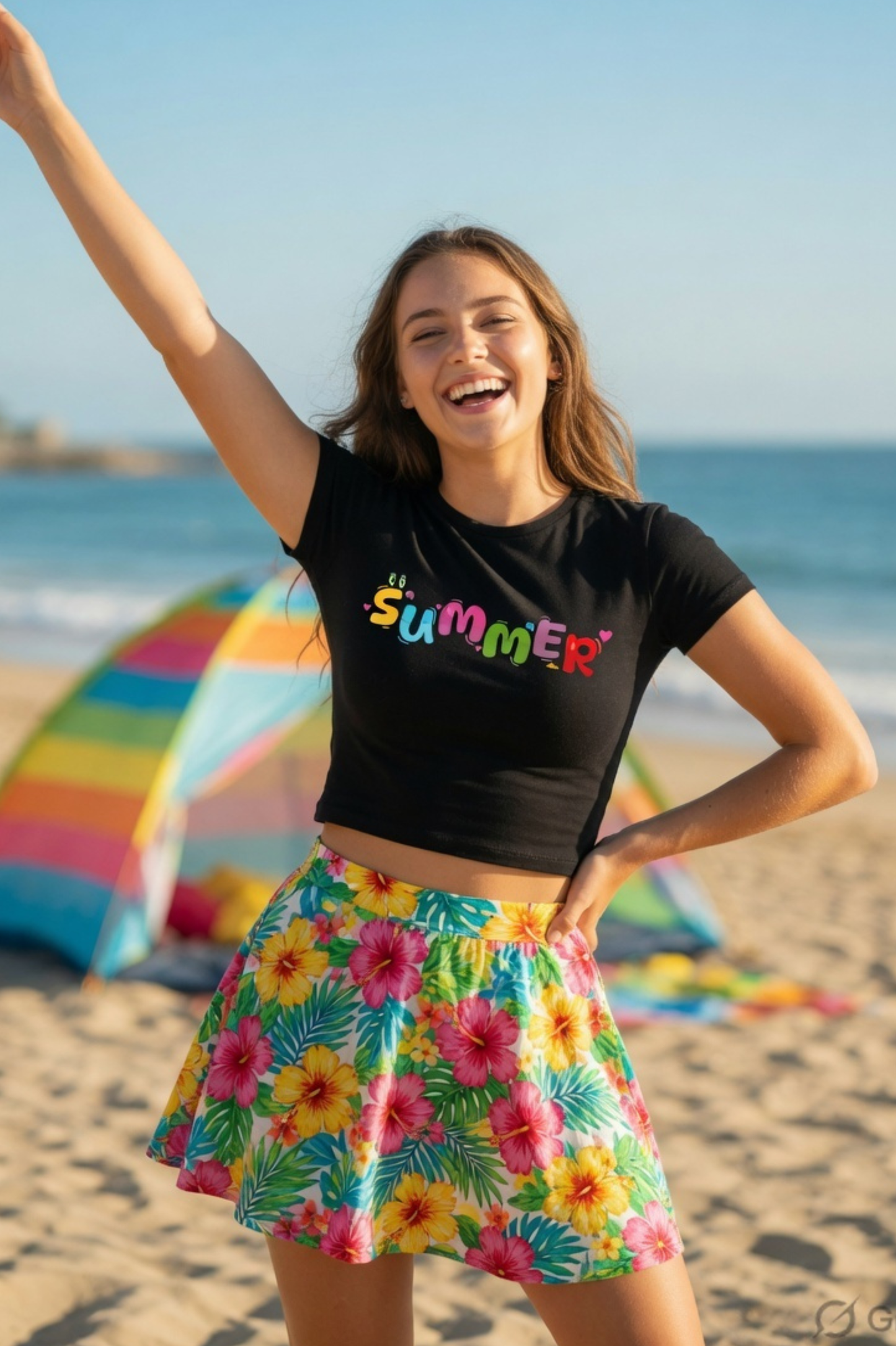 SUMMER Baby Tee – Colorful Playful Crop Top for Women