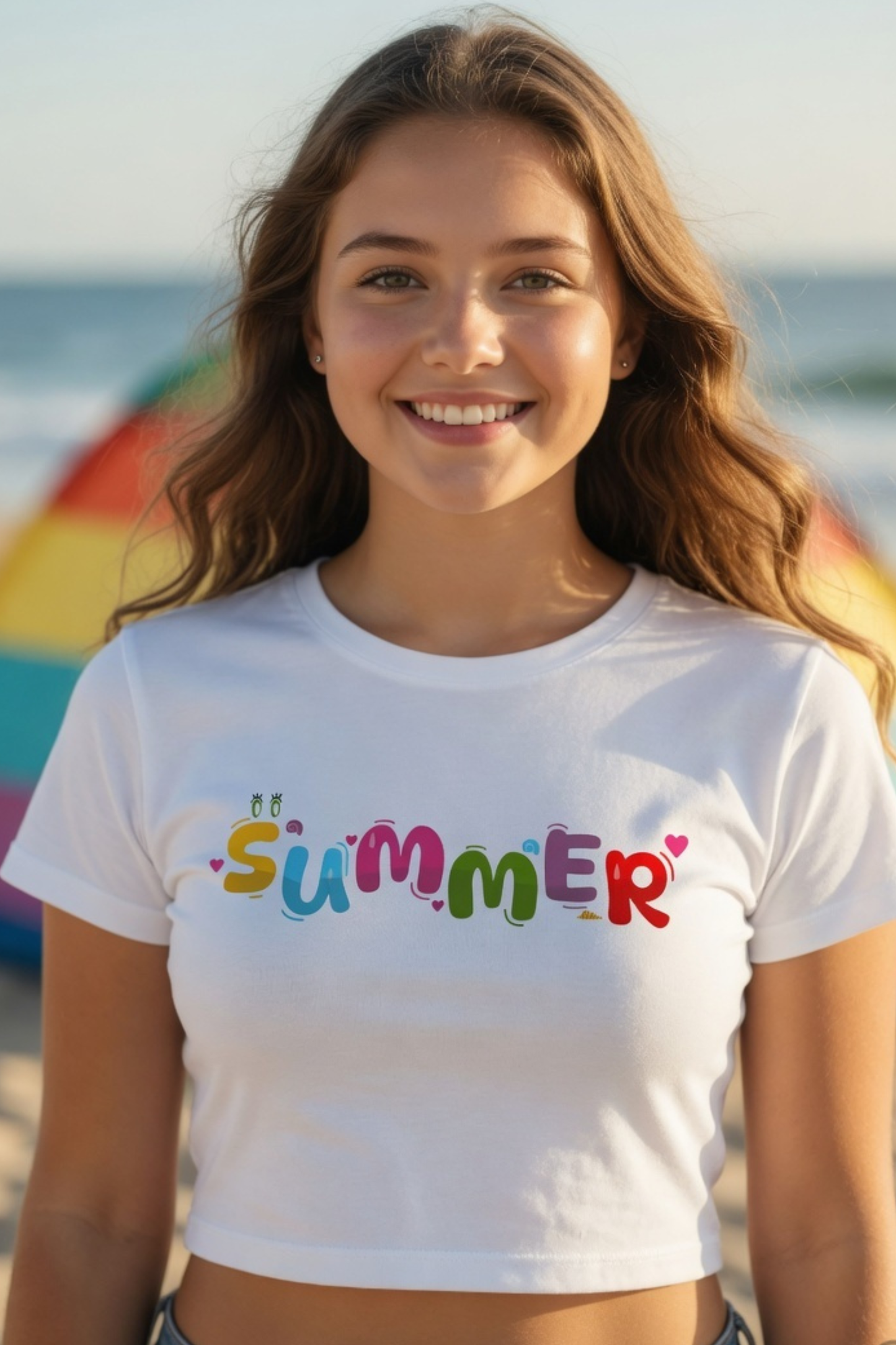 SUMMER Baby Tee – Colorful Playful Crop Top for Women