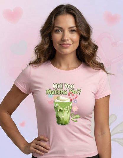 Will You Matcha Me? Pastel Baby Tee – Cute Cropped Tee for Women