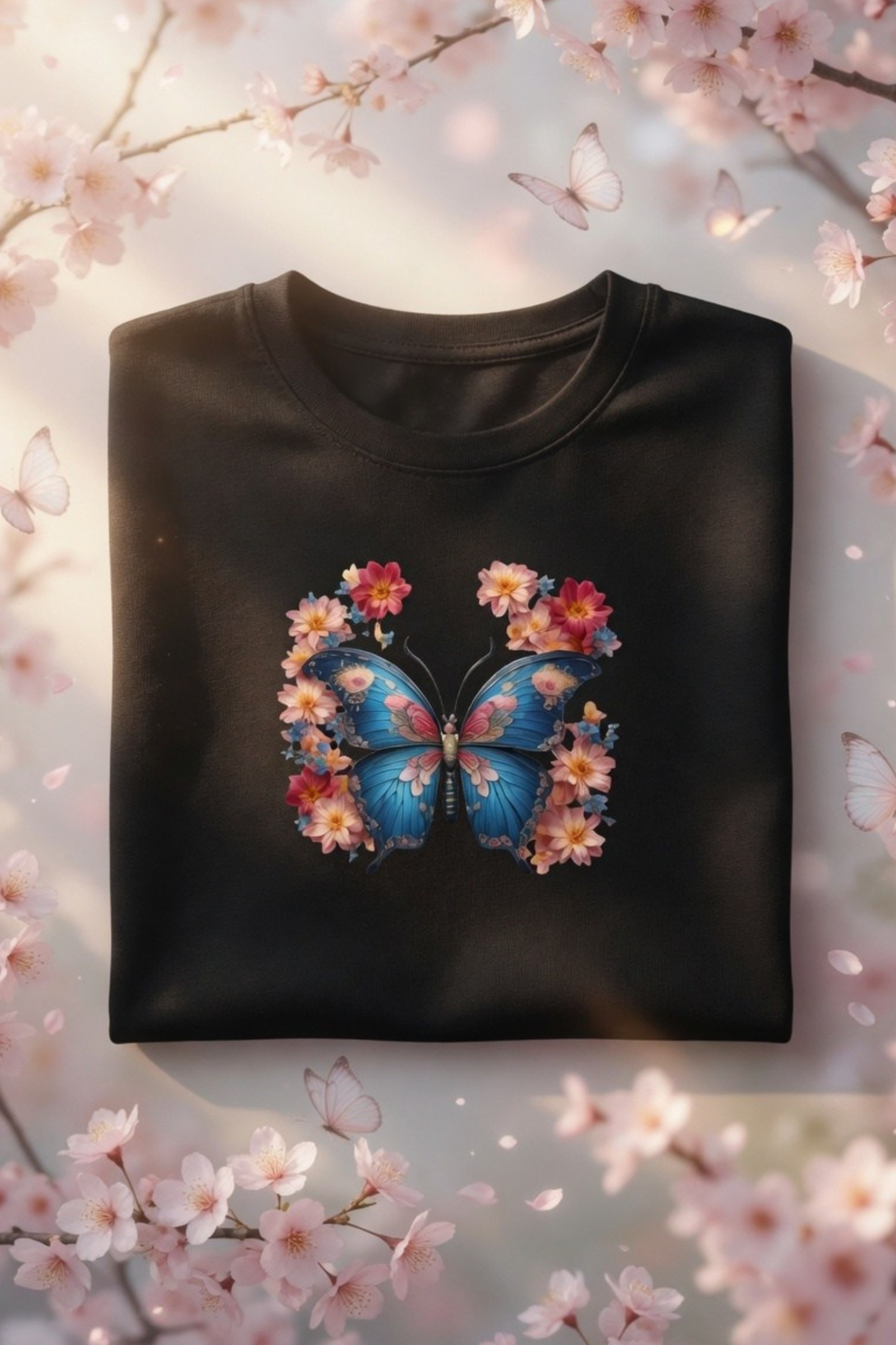 Flutter Magic Floral Butterfly Baby Tee - Crop Top