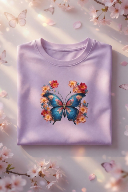 Flutter Magic Floral Butterfly Baby Tee - Crop Top