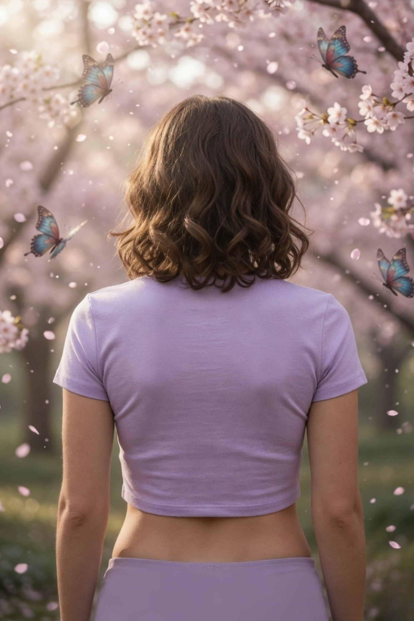 Flutter Magic Floral Butterfly Baby Tee - Crop Top