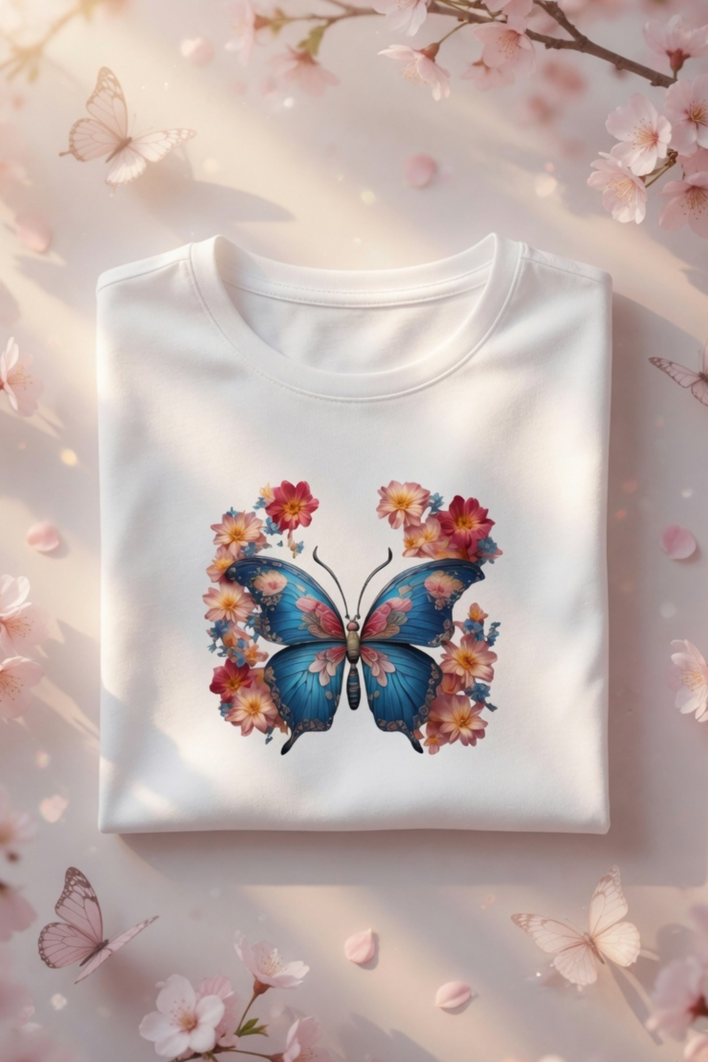 Flutter Magic Floral Butterfly Baby Tee - Crop Top