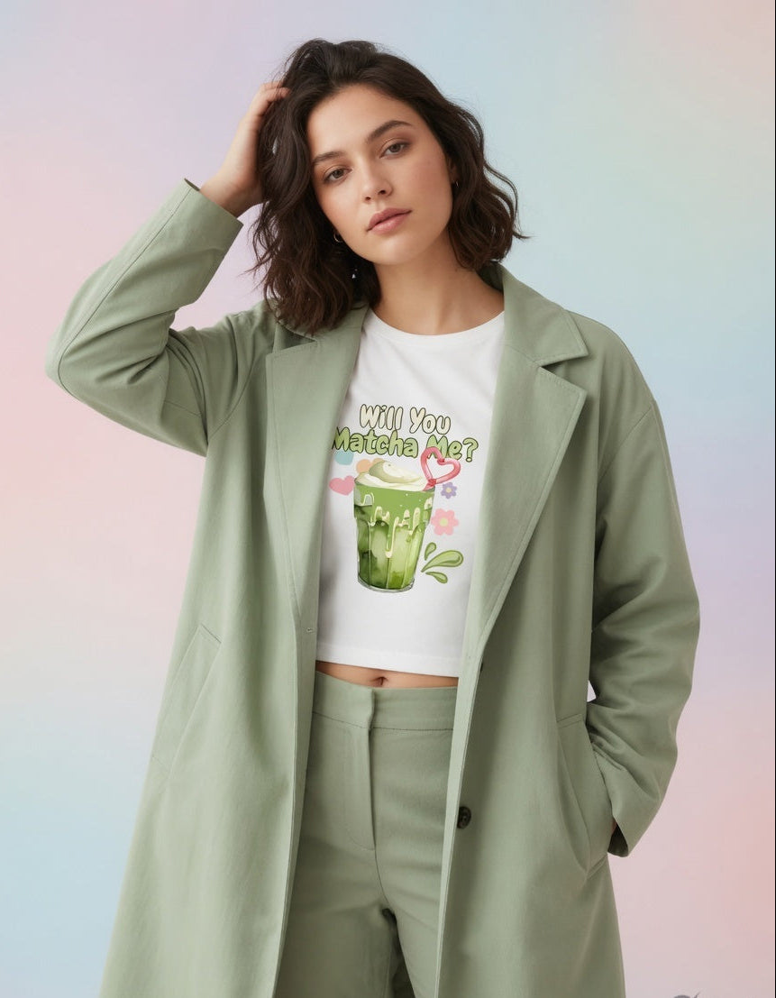 Will You Matcha Me? Pastel Baby Tee – Cute Cropped Tee for Women