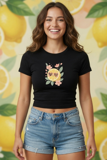 Lemon Citrus Baby Tee – Cute Summer Crop Top for Women