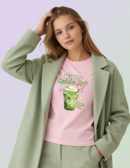Will You Matcha Me? Pastel Baby Tee – Cute Cropped Tee for Women