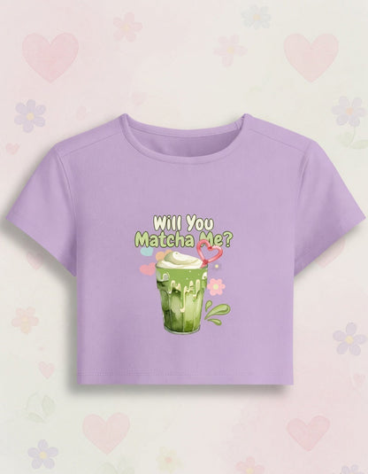 Will You Matcha Me? Pastel Baby Tee – Cute Cropped Tee for Women